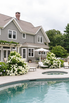 Modern home with backyard swimming pool