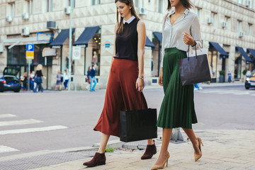Women Walking on City Street