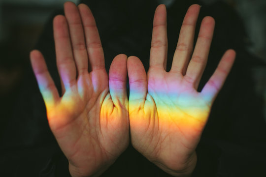 Hands with Rainbow PeaceConcept