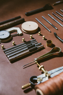 Various leather work tools
