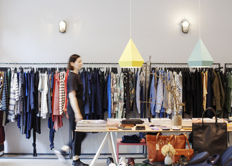 Cool fashion boutique with modern clothing 