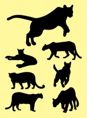 Puma animals silhouettes. Good use for symbol, logo, web icon, mascot, sign, or any design you want.