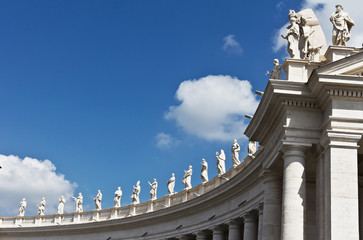 Statues on the colonnade. St. Peter's Square. Vatican City, Rome, Italy 
