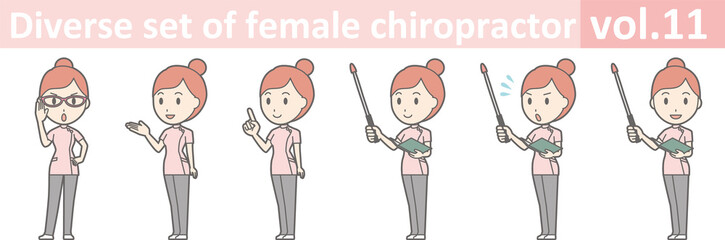 Diverse set of female chiropractor, EPS10 vol.11