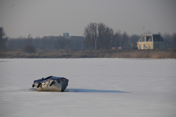 Boat on a frozen Canal