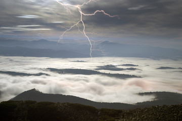 Night misty mountains