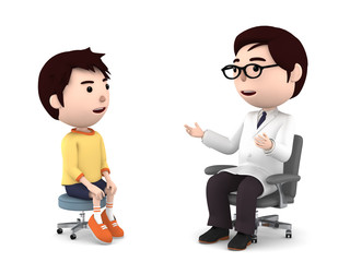 医者の診察、検診　3Dイラスト