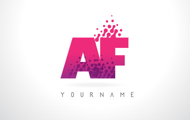 Obraz premium AF A F Letter Logo with Pink Purple Color and Particles Dots Design.