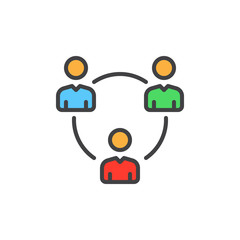 People circle, group of users filled outline icon, colorful vector sign, Symbol, logo illustration