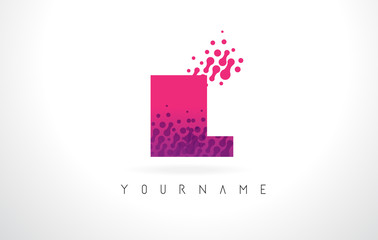 IL I L Letter Logo with Pink Purple Color and Particles Dots Design.