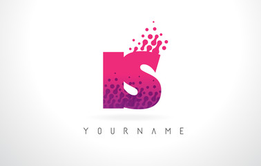 IS I S Letter Logo with Pink Purple Color and Particles Dots Design.