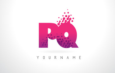 Fototapeta premium PQ P Q Letter Logo with Pink Purple Color and Particles Dots Design.