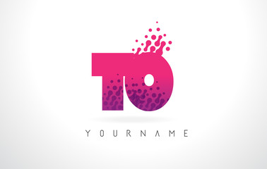 TO T O Letter Logo with Pink Purple Color and Particles Dots Design.