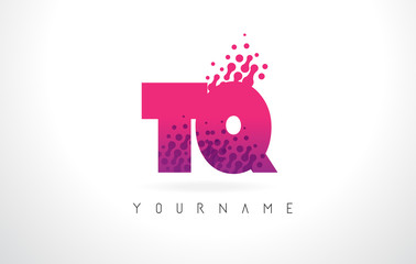 TQ T Q Letter Logo with Pink Purple Color and Particles Dots Design.