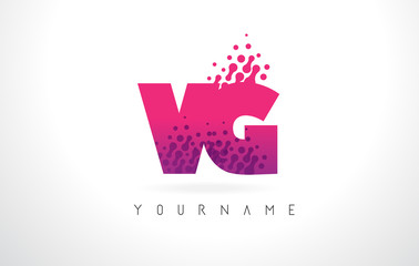 VG V G Letter Logo with Pink Purple Color and Particles Dots Design.