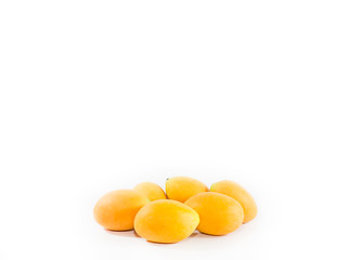 Closeup sweet Marian plum isolated on white background
