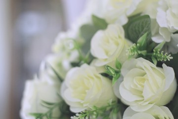 White rose floral bouquet,decorate for interior.