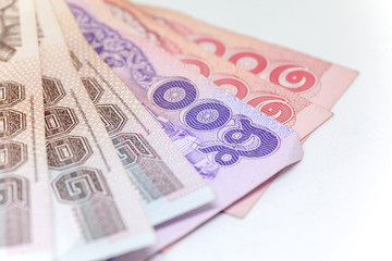Thai currency in background and isolated, Thai bath cash