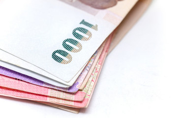 Thai currency in background and isolated, Thai bath cash
