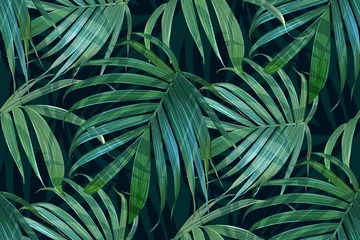 Printed roller blinds Palm trees  Vector palm frond. Tropical leaves seamless pattern. Banana leaf background. Exotic design isolated. Hawaiian print. Jungle plants. Summer illustration.
