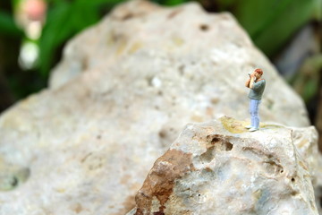 Miniature Photographer, Taking Photo on The Cliff.