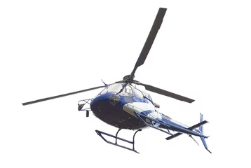Zelfklevend Fotobehang helikopter geïsoleerd op witte achtergrond © Ioan Panaite