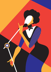 Obraz premium Singing woman / Creative conceptual vector. Singing woman.