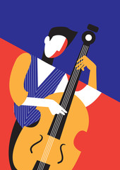 Music festival / Creative conceptual vector. Man playing musical instrument.