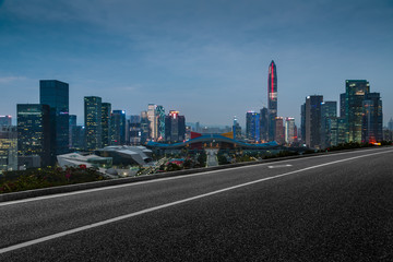Fototapeta na wymiar Empty downtown street intersection at night,shot in Shanghai,China.