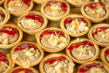 Canapes with chicken liver pate and raspberry jam
