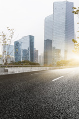 Empty downtown street intersection,shot in Shanghai,China.