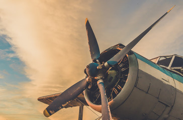 The cockpit of the old plane. Abandoned aircraft