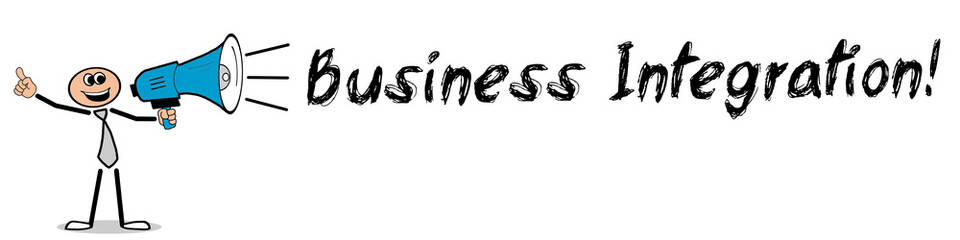 Business Integration! / Mann mit Megafon
