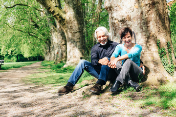 Naklejka na ściany i meble Senior Couple Resting In A Park, Tuebingen