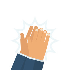 Human hands clapping. Vector illustration flat design. Isolated on white background. Applause clap hands. Gesture bravo.