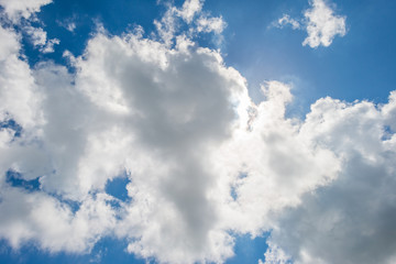 White clouds in a blue sky in spring