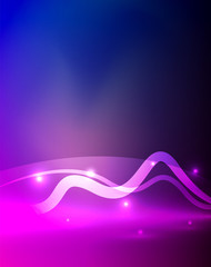 Glowing magic wave line with light effects in darkness