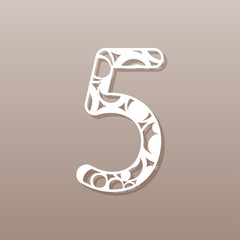 Naklejka premium Number five for laser cutting.A round pattern. Vector illustration.