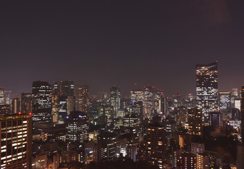 Fototapeta na wymiar 日本の東京都市景観・夜景（虎ノ門や霞が関方面を望む）