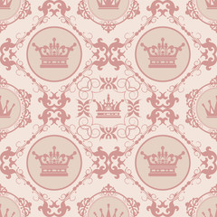 Seamless Damask Wallpaper. Retro pattern seamless brown colors. Classic design pattern seamless. Background vector.