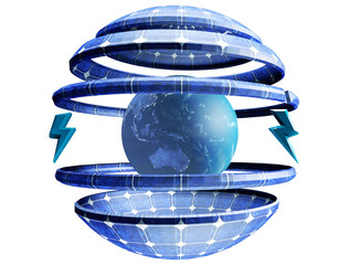 3d Concept of solar energy save the planet. Elements of this Image Furnished By NASA.