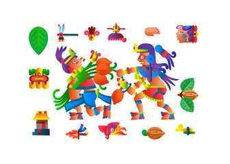 Fototapeta premium Vector illustration Aztec cacao pattern for chocolate package design.
