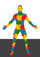 Puzzle human body. Man silhouette