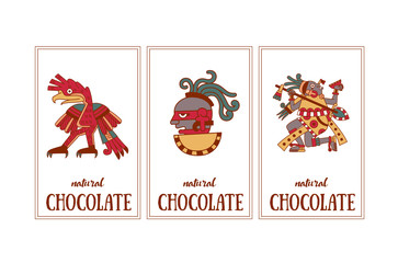 Vector illustration Aztec cacao pattern for chocolate package design.