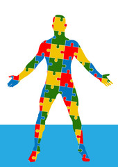 Puzzle human body. Man silhouette