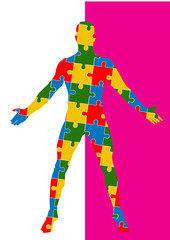 Puzzle human body. Man silhouette