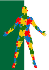 Puzzle human body. Man silhouette