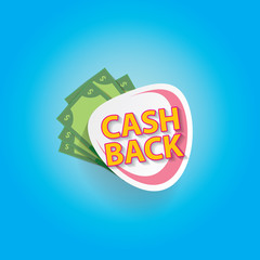 vector cash back icon isolated on blue background.