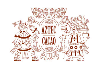 Vector illustration Aztec cacao pattern for chocolate package design.