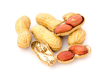 Peanuts,Peanuts on white background,Brown peanut,Peanut material.